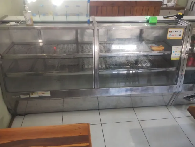 Balcão estufa expositor inox para lanchonete/salgados aquecido