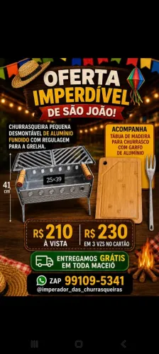 Churrasqueira Pequena Desmontável com tábua com Garfo