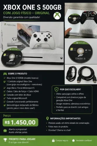 Xbox one S 500gb + controle original + Forza Horizon 5 mídia física