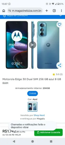 Troco celular Edge 30 256 g com caixa por moto bicicleta eletrica