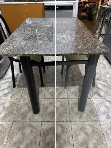 Mesa de metal com tampo de Granito polido