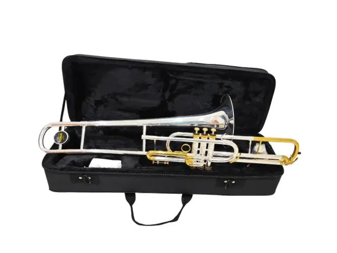 Trombone Curto Tokai TP-201PG Sib - Prata c/ Dourado - NOVO - Parcelo 21x cartão