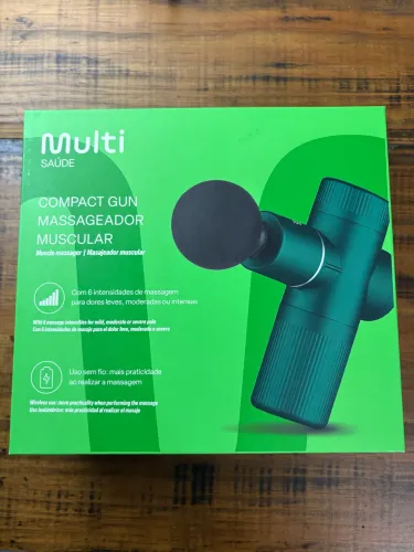Massageador Muscular Compact Gun Multi Saúde HC266 Verde Completo na Caixa Original