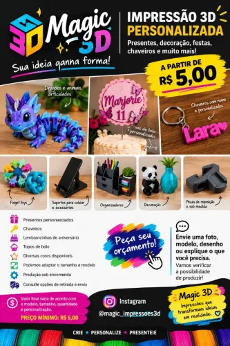 Impressão 3D Sob Encomenda | Lembrancinhas - Chaveiros a partir de R$5