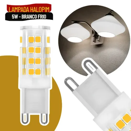 Lâmpada LED G9 5W Bivolt para Lustres Arandelas e Pendentes Econômica Branco Frio - SCS73