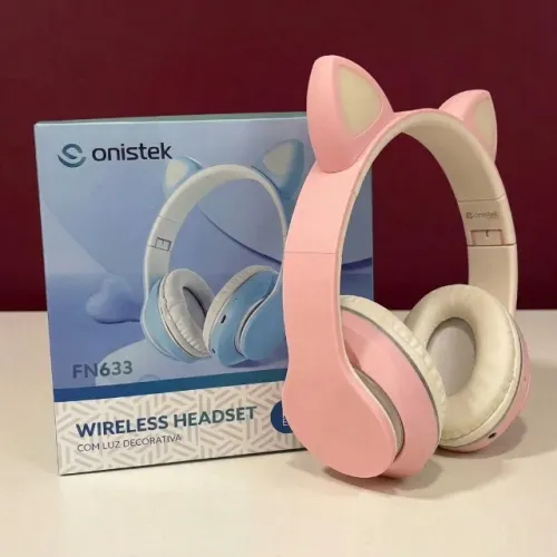 FONE DE OUVIDO HEADPHONE BLUETOOTH ORELHA DE GATO ONISTEK FN633 LED