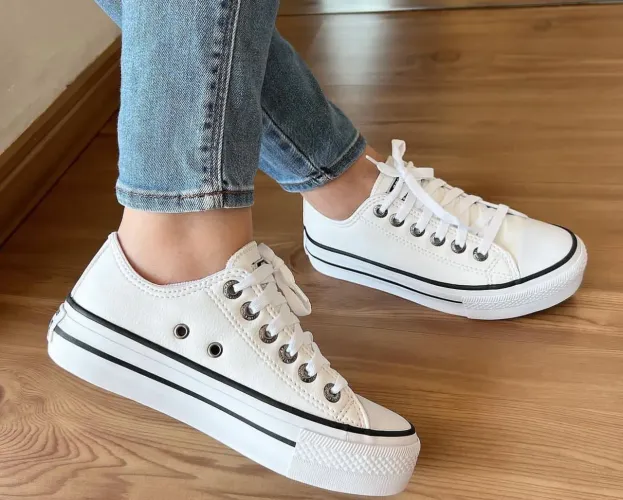 Tênis All Star Couro Plataforma 35 