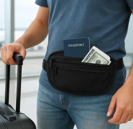 Pochete Doleira NOVA Antifurto invisível para Viagem porta Dólar e documentos no plástico