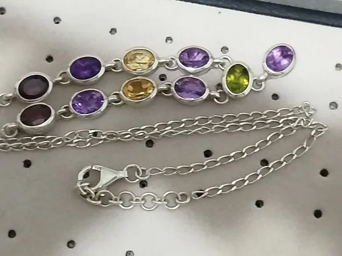 Colar de prata 925 com gemas naturais