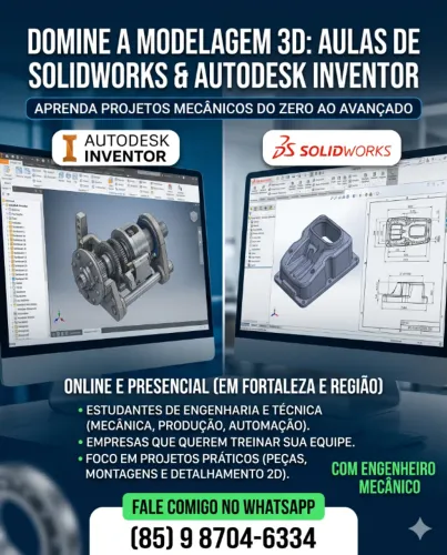 Aulas de SolidWorks e Autodesk Inventor - Modelagem 3D