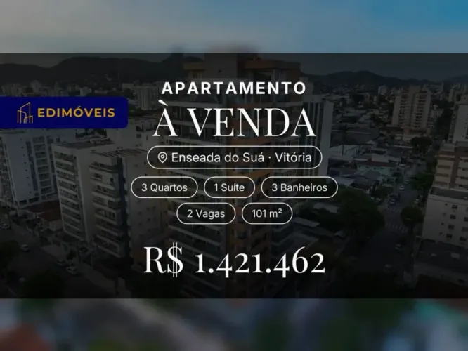 Enseada do Suá: Apartamento 3 quartos com acabamento diferenciado e lazer completo