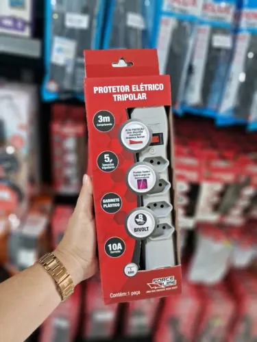 Filtro De Linha 5 Tomadas Slim Bivolt 10a Force Line - Preto 127V/220V