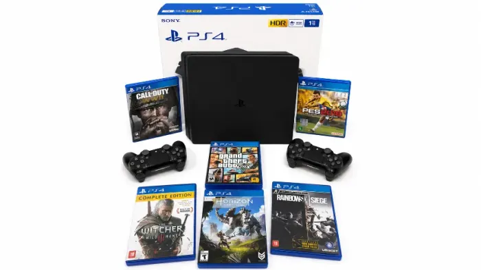 Playstation 4 Slim 1 Tb Conservado + 2 Controles E 7 Jogos