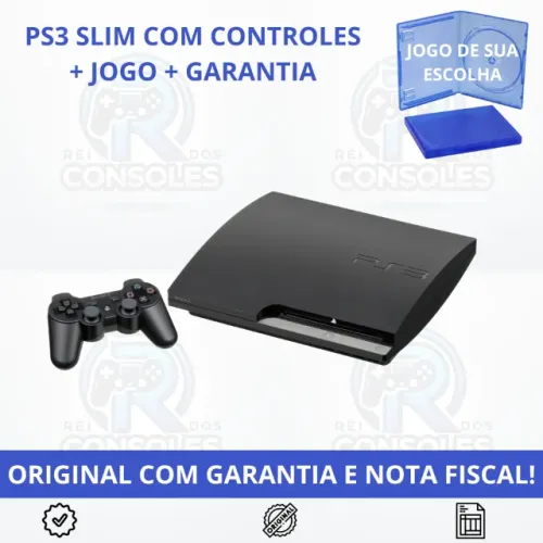 PS3 SLim Desbloquedo com 1 controle, garantia e NF