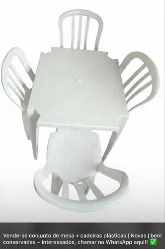 Conjunto Cadeira e mesa plástica branca