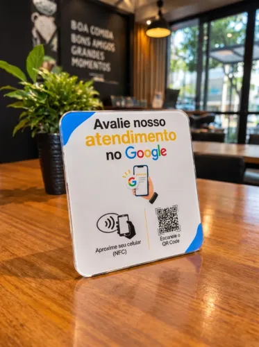 Título: Plaquinha Google NFC + QR Code para avaliações -facilite o acesso dos seus cliente