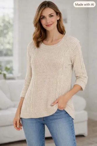 Suéter Tricô veste P cor areia da Zara