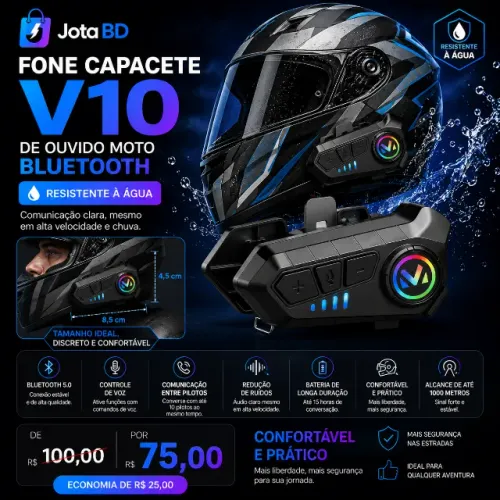 FONE DE OUVIDO DE CAPACETE BLUETOOTH