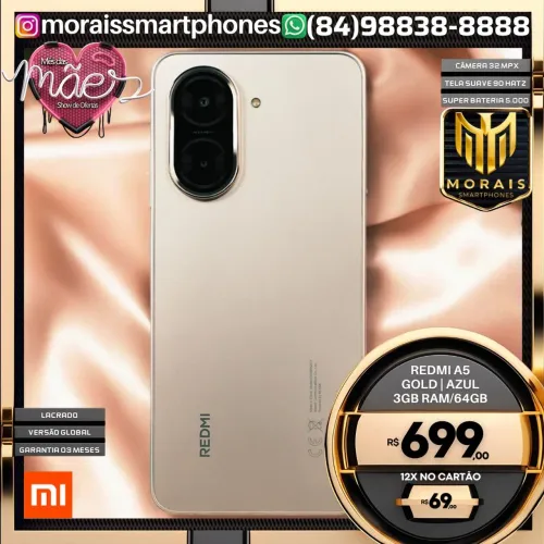 Xiaomi Redmi A5 - Gold - 64GB | 3GB RAM - LACRADISSIMO | ENTREGA IMEDIATA |