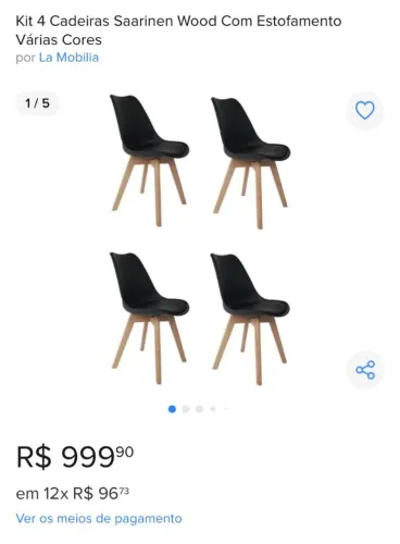 Kit 4 Cadeiras Saarinen Wood (acolchoadas)