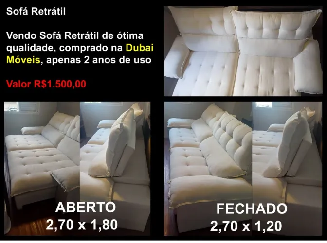 Sofá Retrátil 2,70x1,80 - Lindo Apenas 2 anos e em Ótimo estado