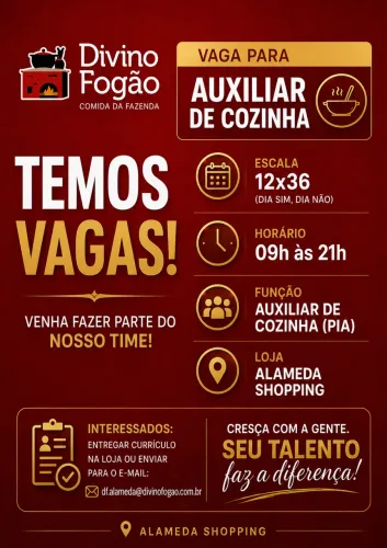 Auxiliar de cozinha - 12x36 - Pia