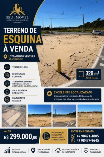 TERRENO DE ESQUINA À VENDA