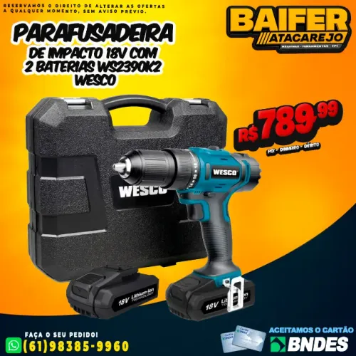 Parafusadeira de Impacto 18v Com 2 Baterias Ws2390k2 Wesco