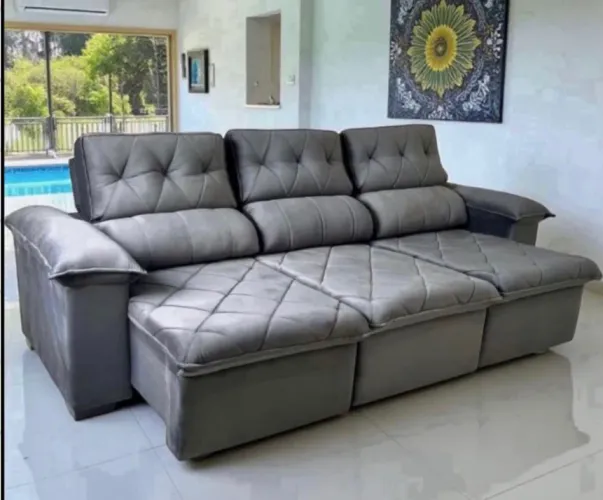 Sofá retrátil e reclinável 3 metros molas ensacadas / NOVO / ENTREGAMOS 