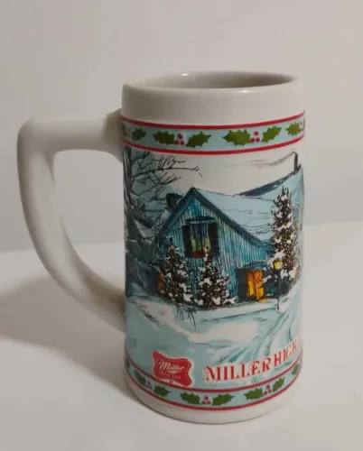 1 Caneca de cerveja vintage 1984 Miller High Life Natal férias.