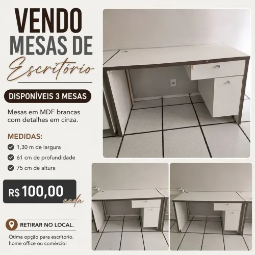 Vendo três mesas para escritório