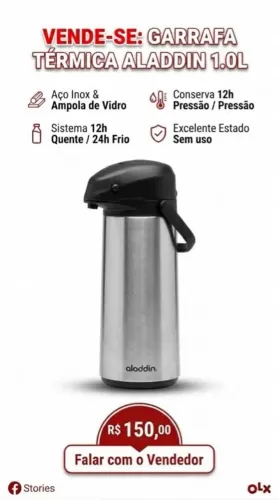 Garrafa Térmica Aladdin Inox Pressão 1.0L