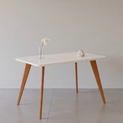 Mesa Jantar 130 (C/Vidro) Madeira/Off White tt54