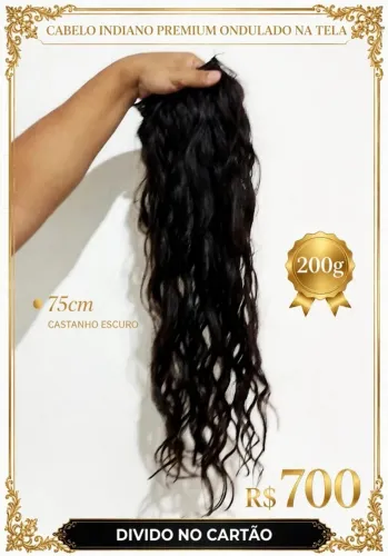 Mega Hair indiano premium Ondulado Na Tela 75 cm