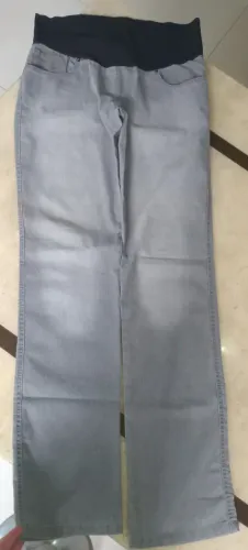 Desapego Calça jeans cinza claro cós anatômico elástico Gestante Zazou tamanho 42