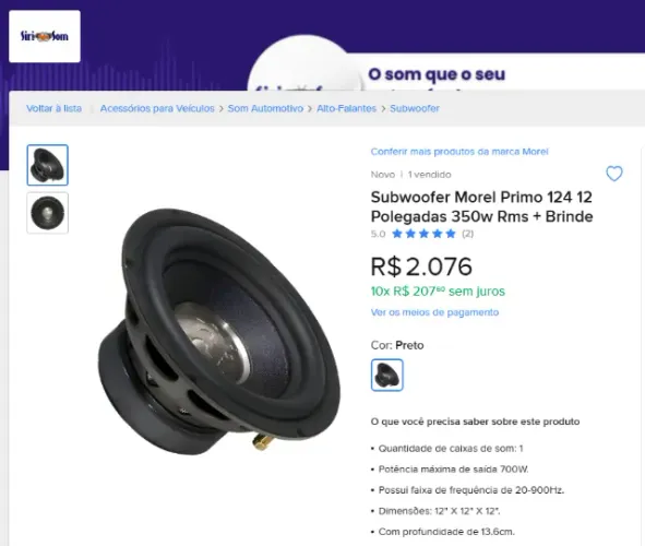 Caixa Com Subwoofer 12 Polegadas Morel Primo 124