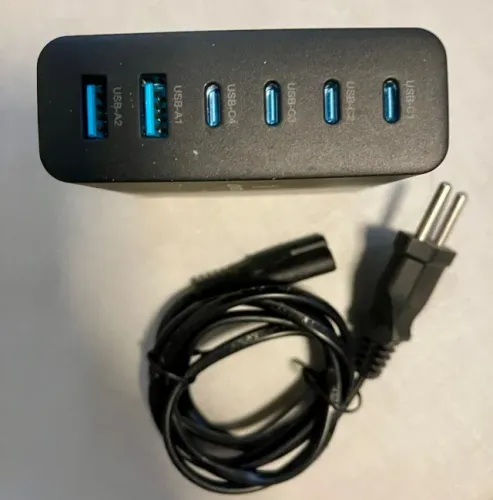 ASOMETECH GaN-019 160W ? Carregador GaN de Mesa 6 portas (4x USB?C + 2x USB?A)