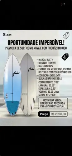Prancha de surf T Dwart Rusty 5,10 33 l EPS