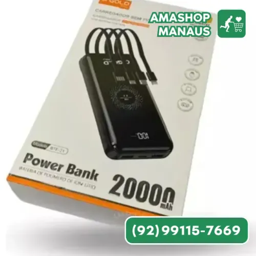 Carregador Portatil Power Bank It Blue 20000mAh Lanterna
