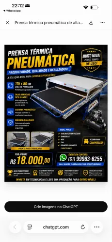 Prensa térmica pneumática 