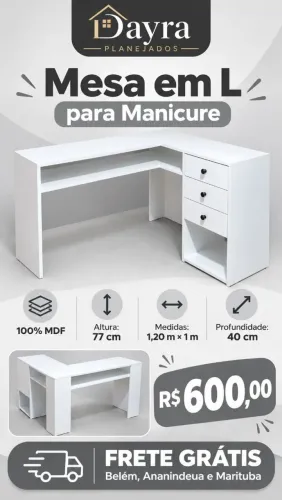 Mesa em L pra manicure por encomenda