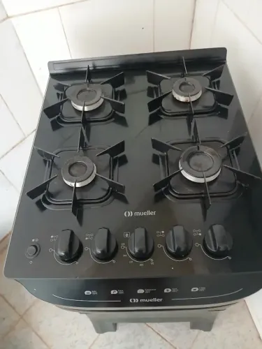 Fogão preto fosco mesa de vidro 4 bocas