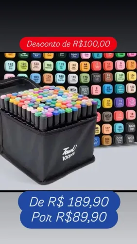 Canetas para colorir. Bolsa com 100 Cores