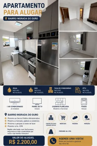 ALUGUEL APARTAMENTO - BAIRRO MORADA DO OURO