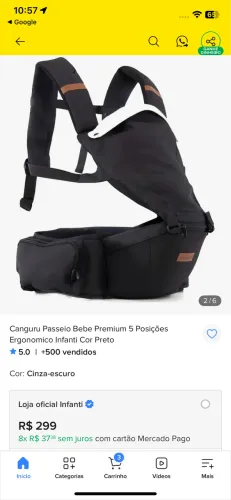 Canguru Close 5 em 1 cor Preto Infanti