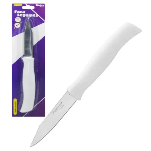 faca de legumes de inox 4\'\' cabo plastico branco
