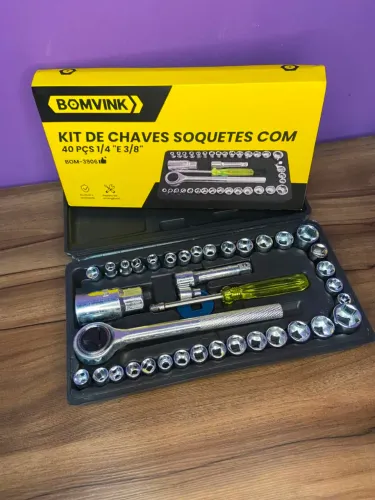 Kit de Chaves Soquetes com 40 Peças 1/4 " e 3/8" BOM-3906