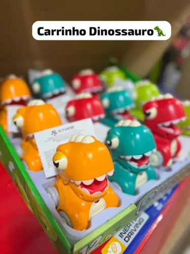 carrinho de dinossauro de fricção e pressão com apito, em formato de tiranossauro laranja 