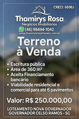 Terreno em Gov. Celso Ramos 360m²