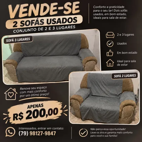 Vendo sofá de 3 e 2 lugares